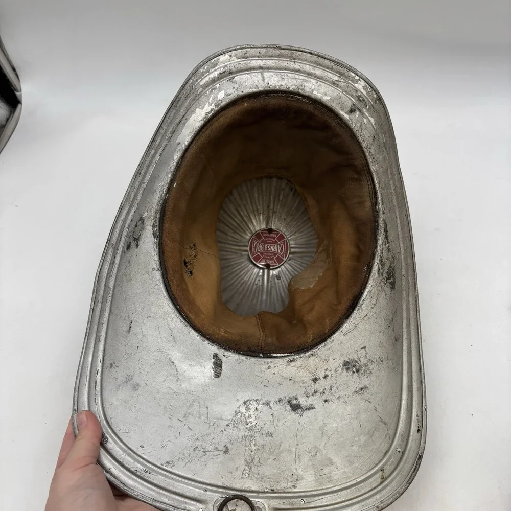 Vintage Firefighter Helmet Cairns & Brother Chief Fire Helmet #1 Metal Silver